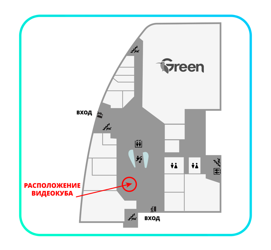 Схема размещения видеокуба в ТРЦ «Minsk City Mall»